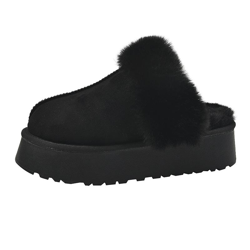 Женские зимние плюшевые сандалии, меховые тапочки, роскошные шлепанцы на платформе, женские дизайнерские туфли на толстой подошве из хлопка для дома из хлопка