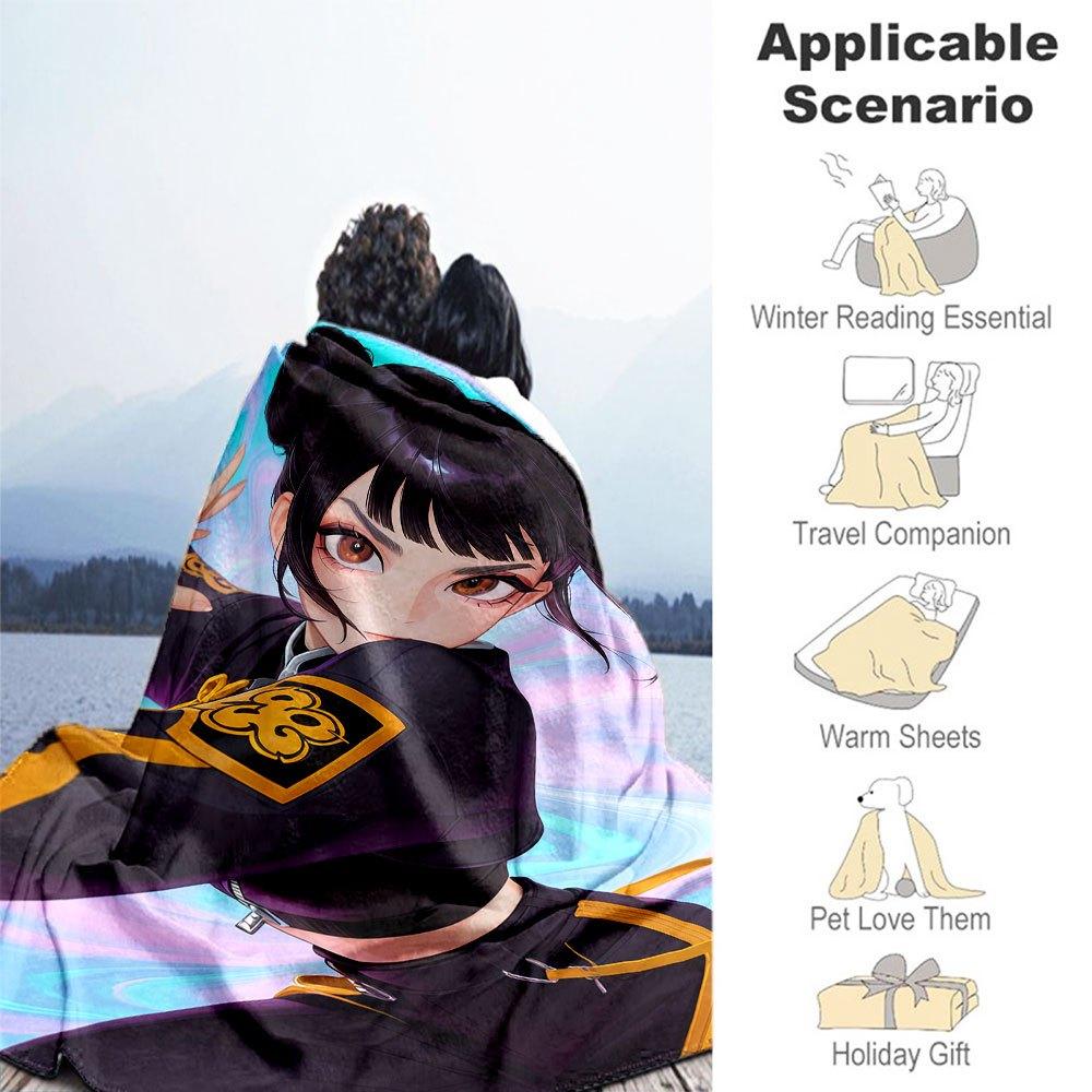 "Anime Character Inspired Purple and Yellow Uniform Cosplay Costume"Blanket Lightweight Flannel Throw Blanket for Sofa, Bed, Travel, Camping