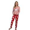 Женский пижамный комплект Осень Зима 2 предмета Домашний костюм Топ с длинным рукавом и брюки Свободный пижамный комплект Рождественская тематика Одежда для сна