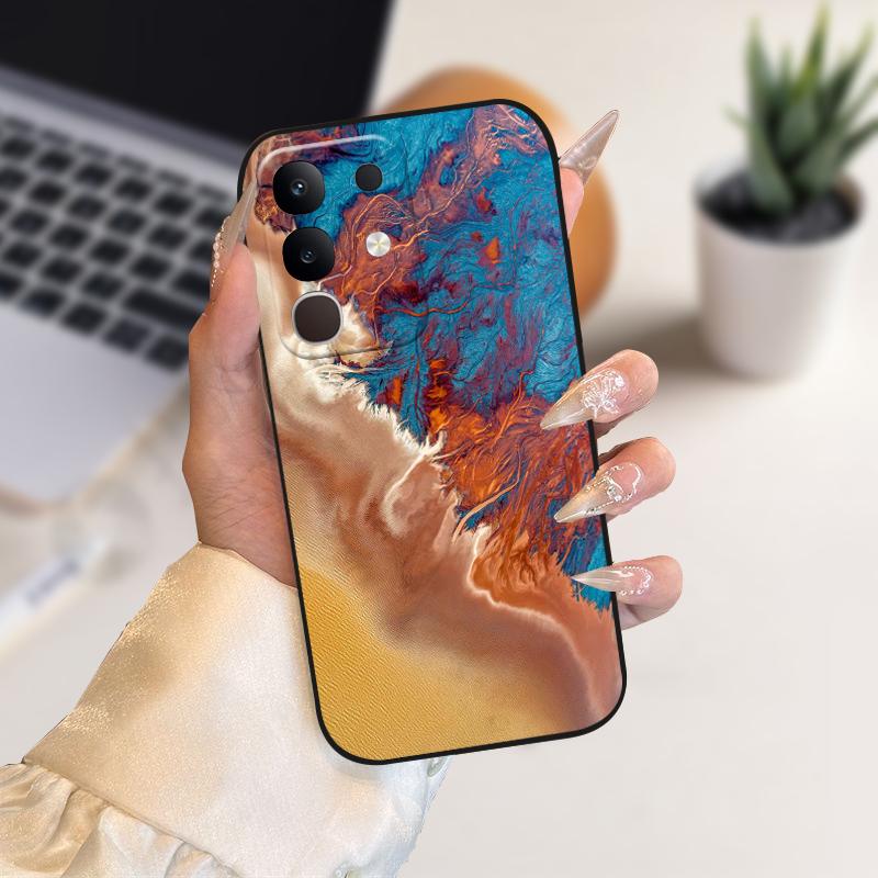 Для vivo Y29 4G Чехлы Y 29 Милый Мультяшный Принт Черный Мягкий Силикон ТПУ Чехол для Телефона Для Vivo T4x 5G Защитный Fundas Чехол Capa