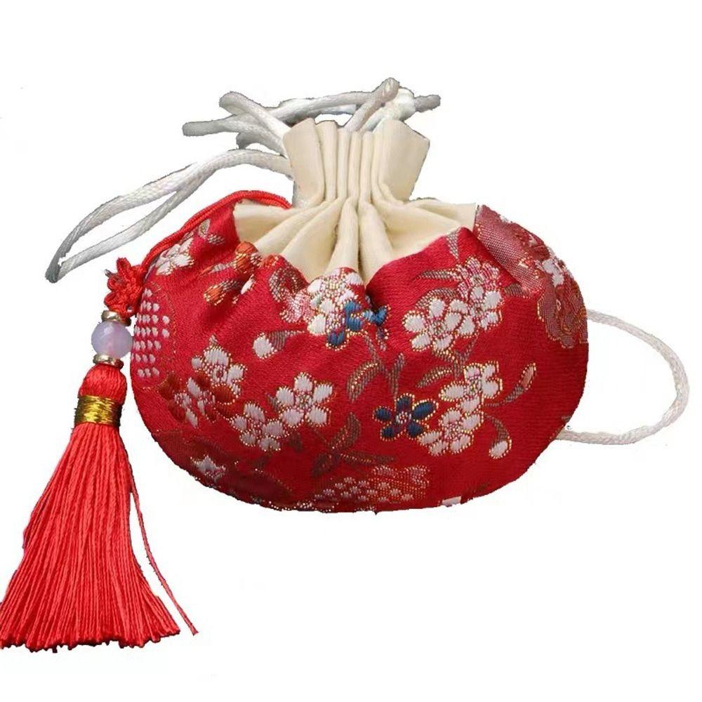 Мешочек на шнурке с разноцветной кисточкой, женский, для украшений, в китайском стиле, для хранения, пустой саше, кошелек-мешочек