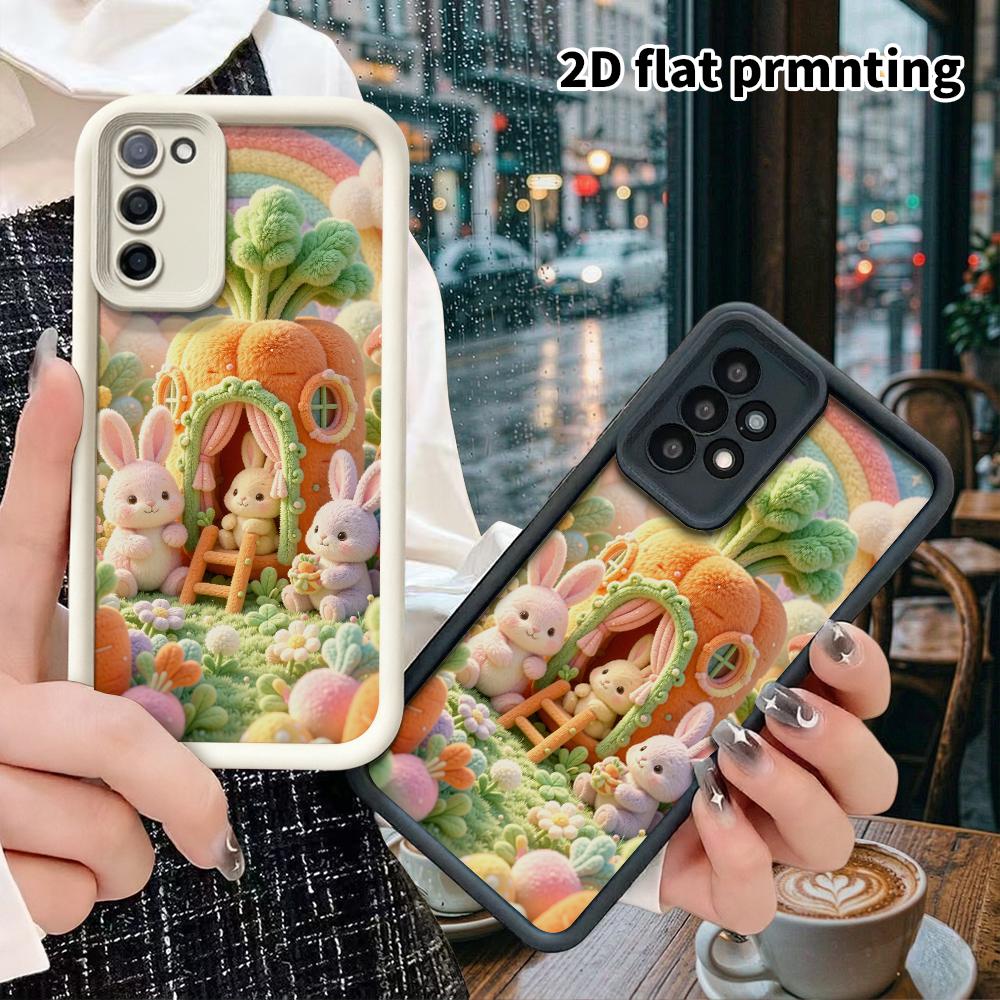 Phone case: 2D flat, suitable for Samsung Galaxy A34 A35 M05 M06 S20 S22 S21 FE Plus 5G protective case, carrot house, perfect Christmas and Halloween