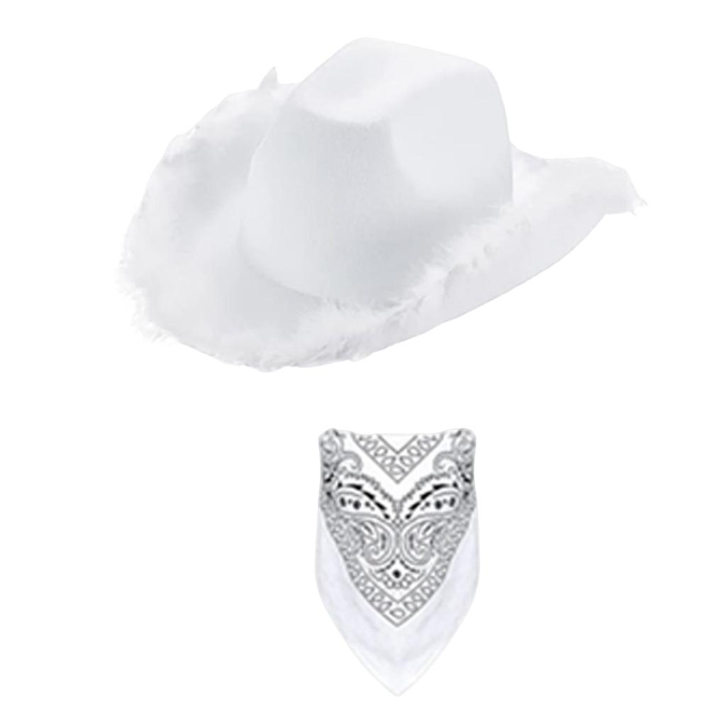 Western Style Feather Cowboy Cowgirl hat Solid Color for Party Carnival,Party Sparkly Birthday Party Supplies Cosplay Costume