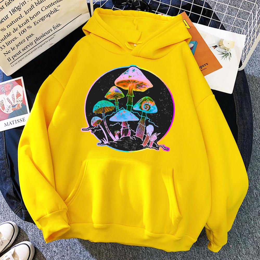 Garden of Shrooms красочный неоновый принт унисекс/женская хлопковая толстовка с капюшоном повседневный пуловер большого размера Популярная толстовка трендовая одежда унисекс
