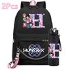 2Pcs/set 26 English Letter K-pop Printed Backpack with 750Ml Water Bottler for Teenager Girl Boy Bookbag Kid Gift Large Capacity waterproof Travel Bag