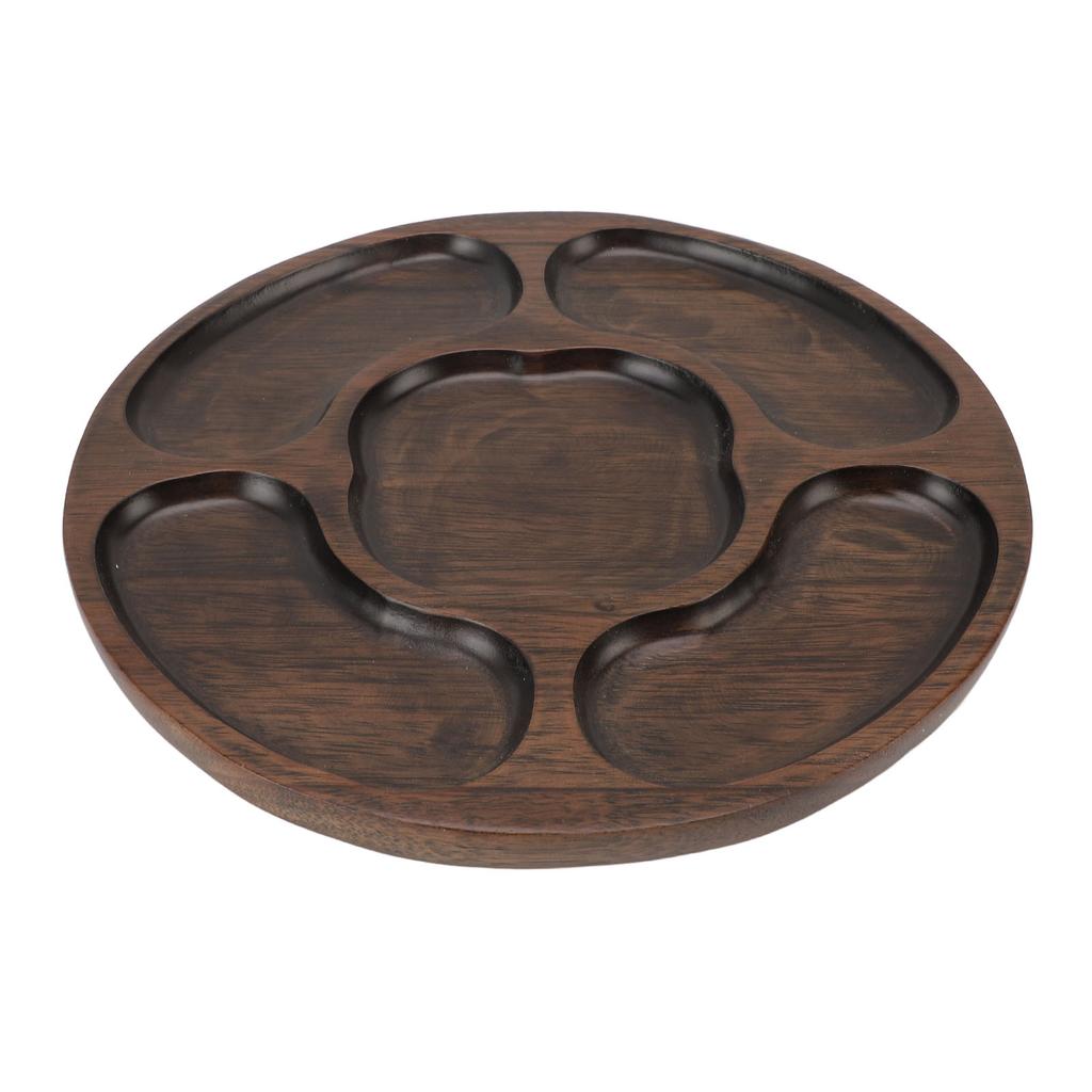 Деревянный поднос Разделенный сервировочный поднос для закусок, снеков, овощного ассорти, декоративное секционное блюдо для вечеринки, шведского стола B