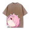 Manga Re:ZERO Ram Kawaii Printed Tee Men Women Short Sleeve Clothing Washed Cotton T-shirt Retro Casual T Shirt Harajuku Tshirt