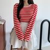New Arrivals Open Run Knitted Stripe Round Neck