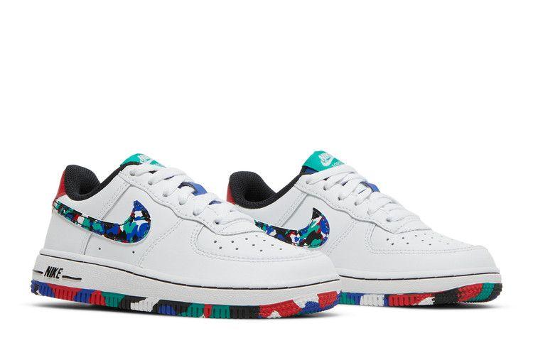 Kids' Sneakers Nike Air Force 1 Low Crayon White Multi (PS) White/Hyper Blue-Neptune Green-Multi-Color