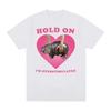 2026 Moo Deng Hold on Im Overstimulated Pink Heart Baby Hippo Funny Meme T Shirt Men Women Vintage Harajuku Cotton Tshirt