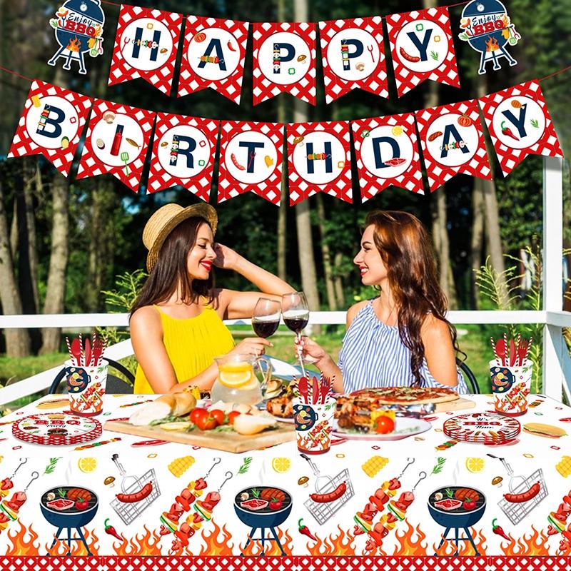 Тематическая вечеринка на барбекю Одноразовая посуда Бумажные тарелки Стаканы Набор воздушных шаров Украшения на день рождения Пиво Омар Принадлежности для барбекю на открытом воздухе