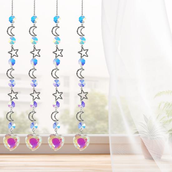 Stars Moon Sun Catcher Hanging Planets Ornament Prismatic Sun Catcher Rainbow Maker for Outdoor Garden Home Wall Decoration