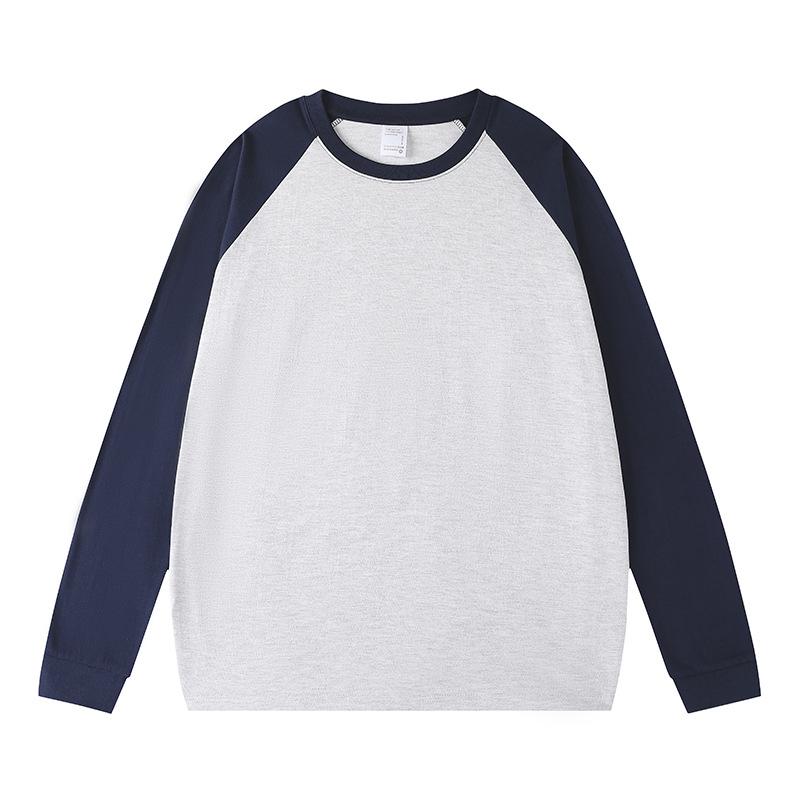 Унисекс Толстовка-футболка с длинным рукавом Color-Block, 260 г Чистый хлопок, Высококачественная заплатка, Круглый вырез