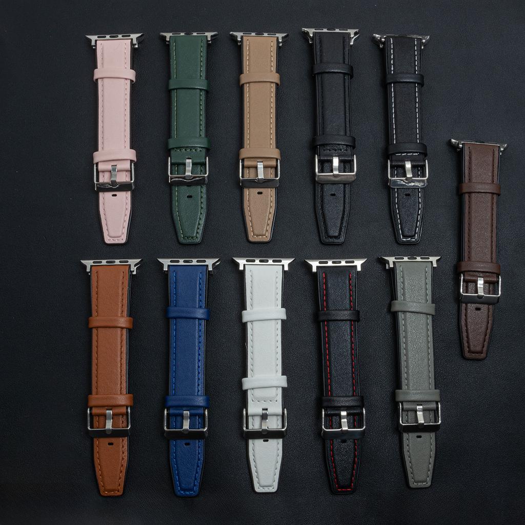 Кожаный ремешок для Apple Watch Band Ultra 3 49мм 11 10 46мм Высококачественный для IWatch Серии 9 8 7 6SE54 44 40 45 41мм Correa