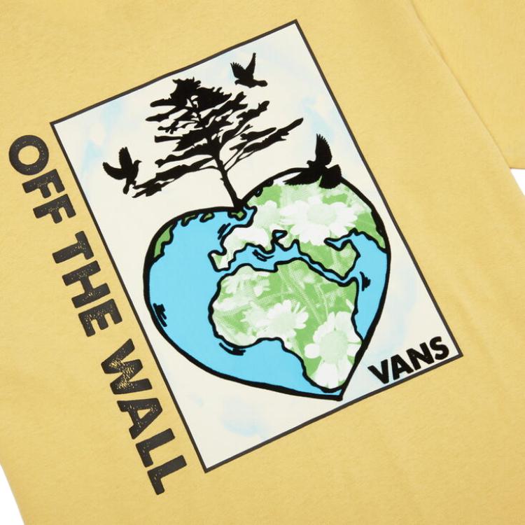 Vans Футболка с коротким рукавом и принтом смайликов, однотонная, женская, винно-желтая VN0A7YHXY7O