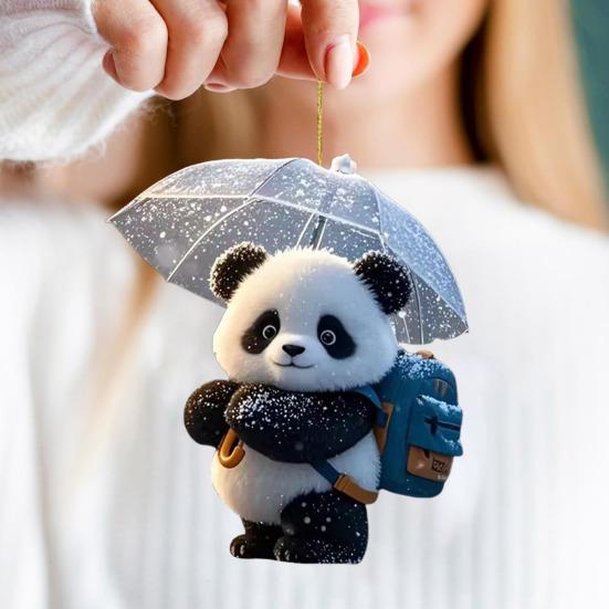 Панда Рождественское украшение 2D Акриловая Мультяшная Панда Рождественская Елка Подвесное Украшение Милые Аксессуары для Интерьера Автомобиля для Зеркала Заднего Вида Автомобиля Украшение для Елки