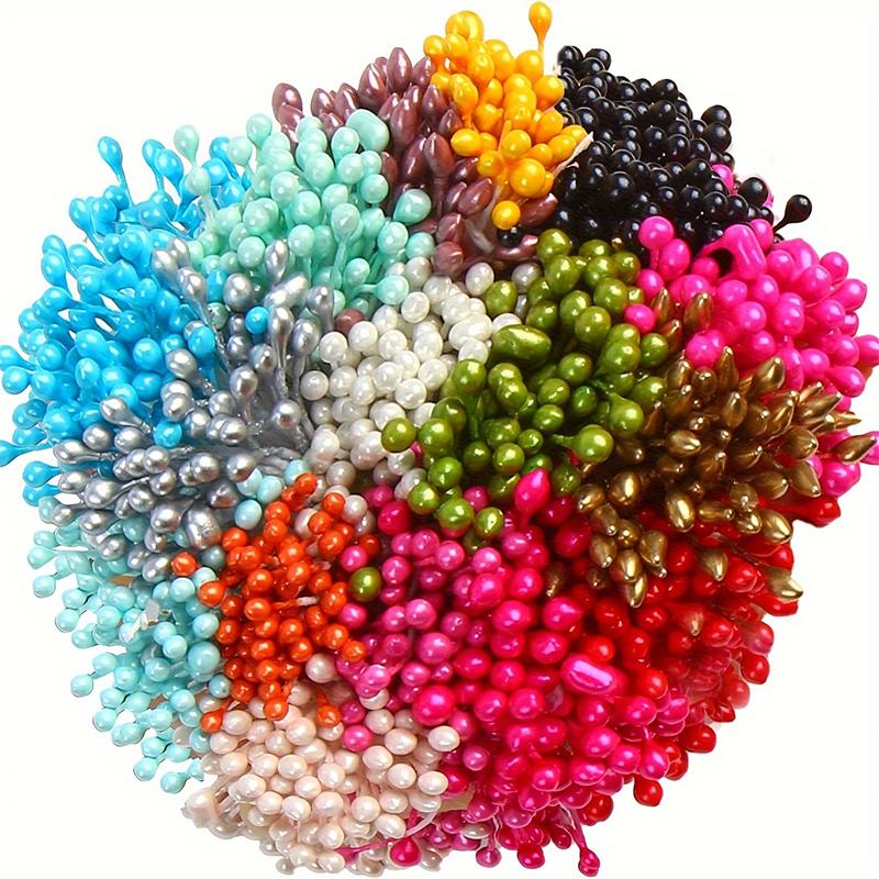 Multicolor 2mm 350Pcs Mini Flower Artificial Pearl Pistil Double Heads Hand-made Home Wedding Decoration Cake Decora DIY Needlew