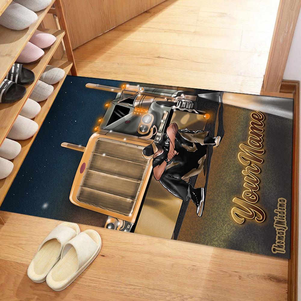 Peterbilt Heavy Trucks Customizable Name Carpet Suitable for Living Rooms Foyer Balcony Entryway Anti-slip Rug Anime Office Decor