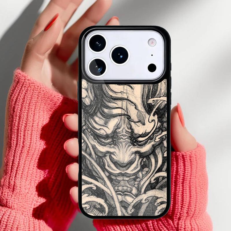 Японский чехол-маска Хання для iPhone 17 16 15 14 13 Pro Max Задняя крышка для 12 11 Pro Coque