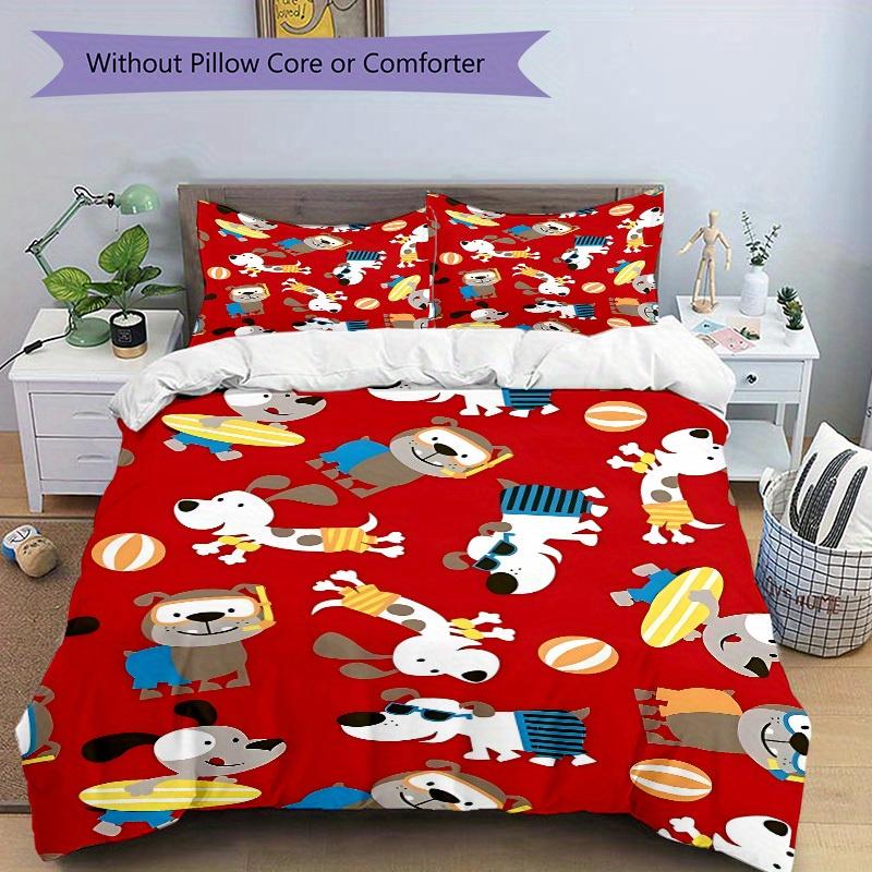 3pcs set Puppy Playtime 1 Quilt Cover + 2 Pillowcases, All Seasons Bedroom Setting, Perfect for Home and Dorm Decor a179