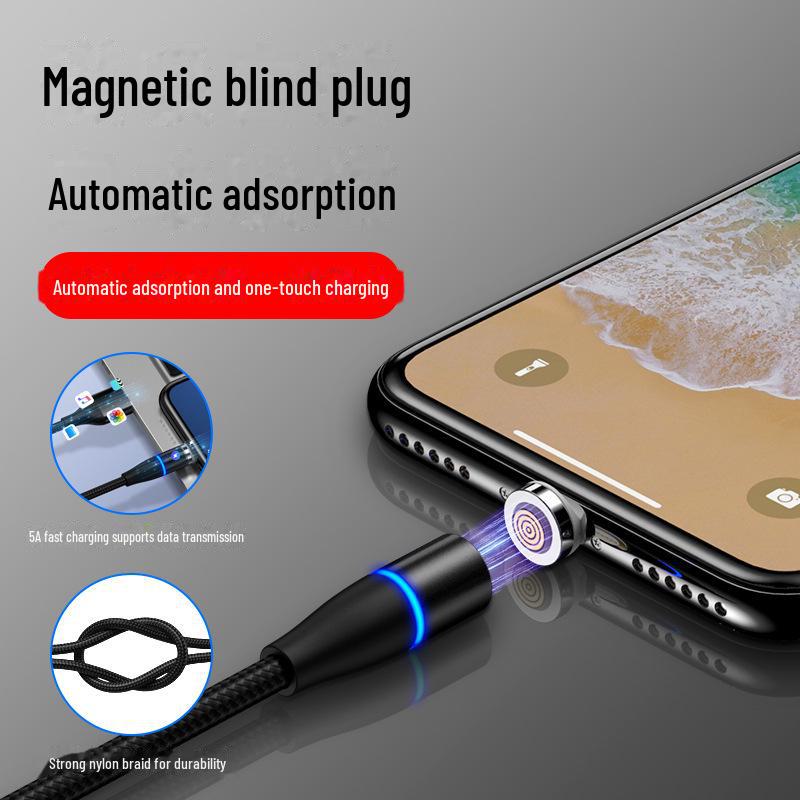 Сверхбыстрый магнитный зарядный кабель 5А: Мощное магнитное зарядное устройство 3 в 1 для устройств Apple, OPPO, Huawei и Android.