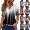Women's T Shirt Tee Print Button Short Sleeve Daily Weekend Fashion Basic V- Neck Regular Top