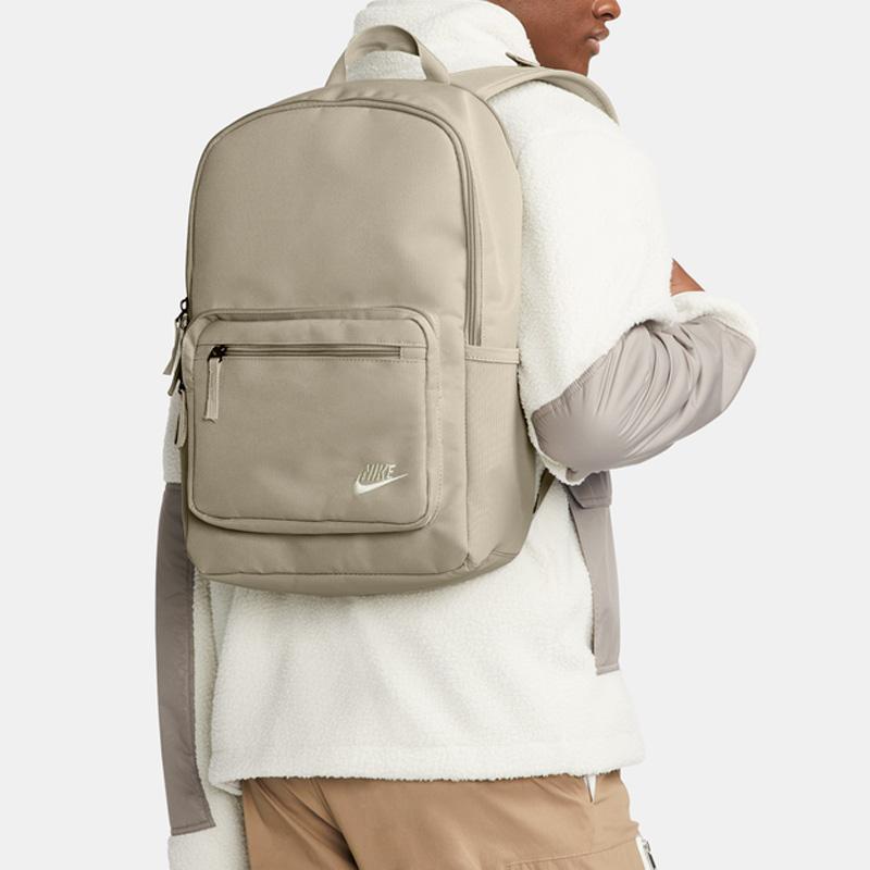 Nike Basic Small Logo Solid Color Zipper Fabric Backpack Unisex Backpack Light-Khaki DB3300-230