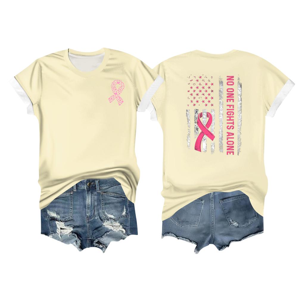 Женская повседневная футболка с коротким рукавом с принтом ленты на груди