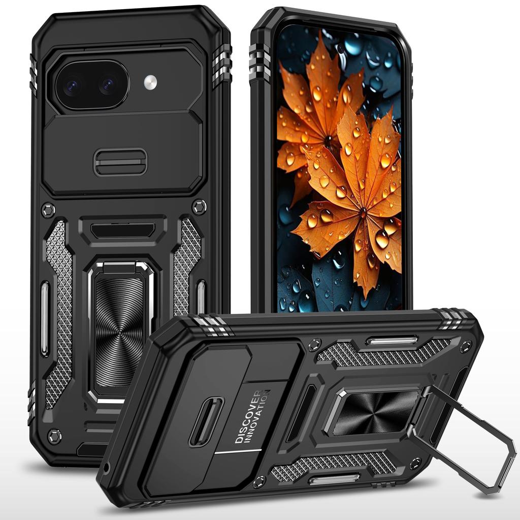 For Google Pixel 9a Case Kickstand Slide Lens Lid PC+TPU Drop