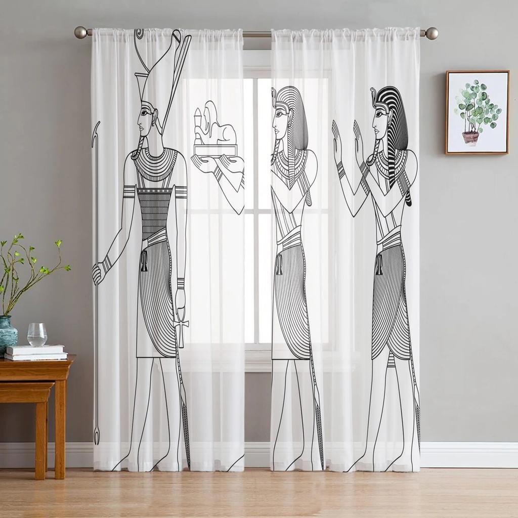 Woman Mural Window Curtains for Living Room Kitchen Door Curtain Sheer Curtains for Bedroom