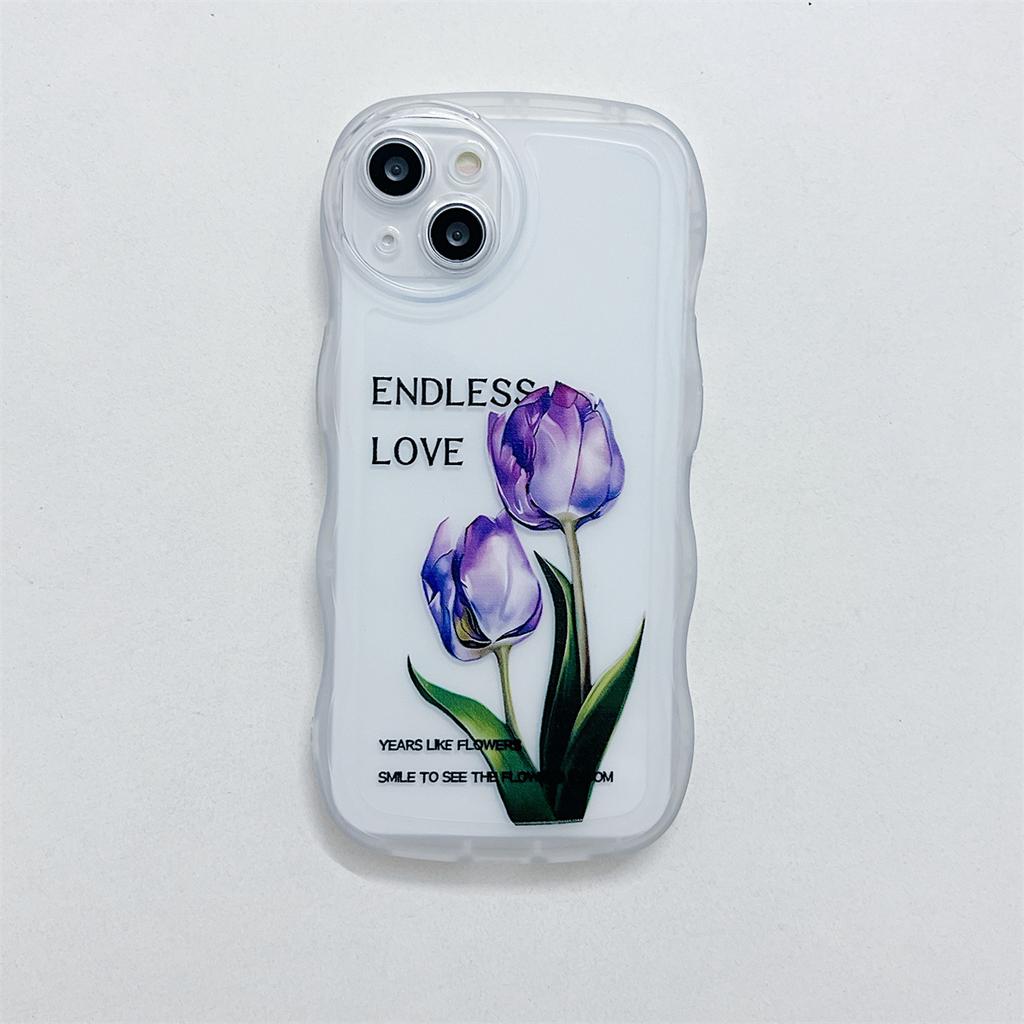 Good Fortune and Endless Love Tulip Pattern Soft TPU Shell Fashion Phone Case for iPhone Samsung Vivo Xiaomi Oppo