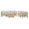 VidaXL Garden Lounge Set 6 Pcs with Light Grey Cushions Bamboo 3155090