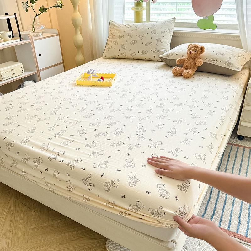 Простыня Ins в корейском стиле с фиолетовым цветочным узором, покрывало из стираного хлопка, защитный чехол для матраса от пыли, противоскользящая кровать