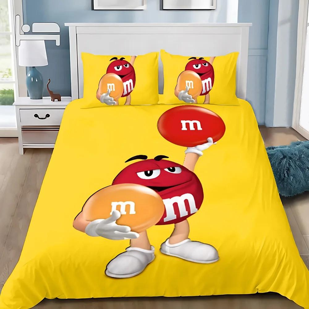 Exquisite 3D M And M Wallpaper Cute Chocolate Digital Print Bedding Set Duvet Cover Comforter Bed Adult Youth Girl Boy Gift
