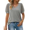 Summer Lace Casual Loose Solid Colour V-neck T-shirt