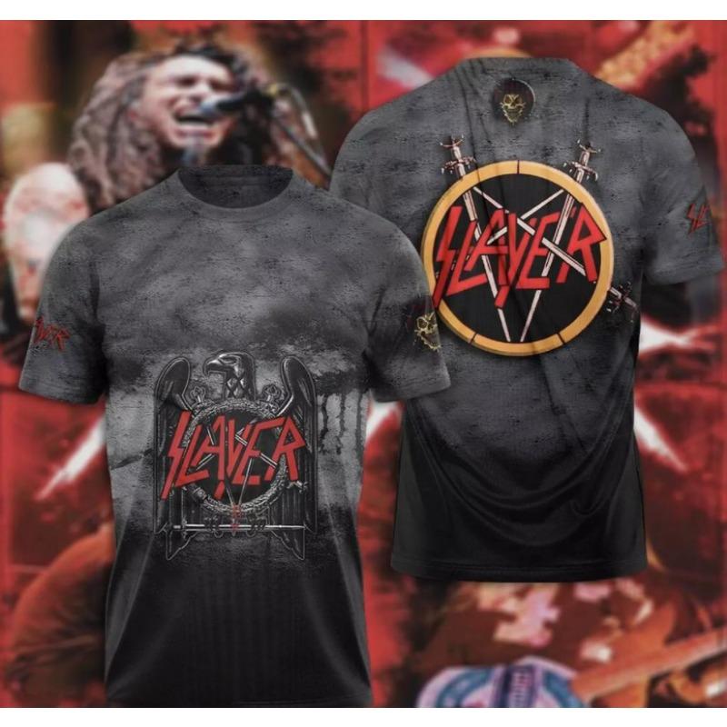 Футболка с 3D-печатью от метал-рок-группы Slayer, Мужская футболка, Хип-хоп уличная футболка, Модный топ с коротким рукавом