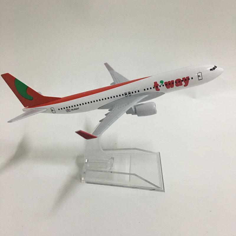 16 см Литой Металл Корея Авиакомпания T Way B737 Модель Самолета Игрушка для Домашнего Декора Подарок Витрина Коллекция