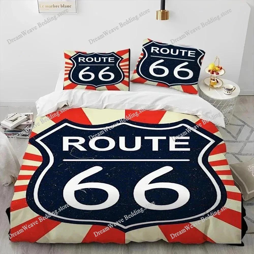 Historic Route 66,Mother Road,mãe Estrada Style Duvet Cover Pillow Case Bedding Set Quilt Cover Double Bed Home Textile