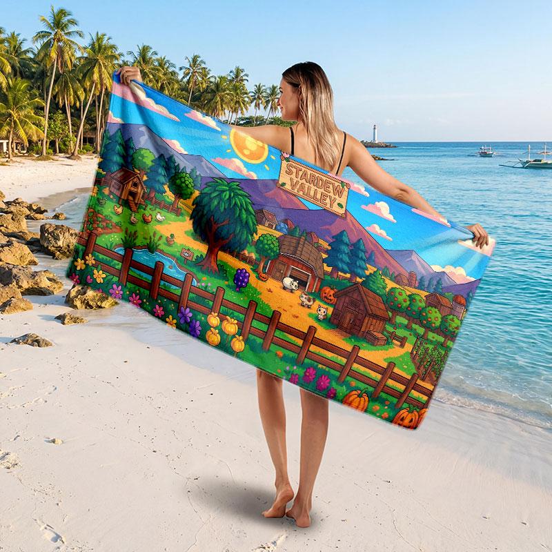 Large Beach TowelStardew Valley Soft Absorbent Towel Beach Bath Home Use