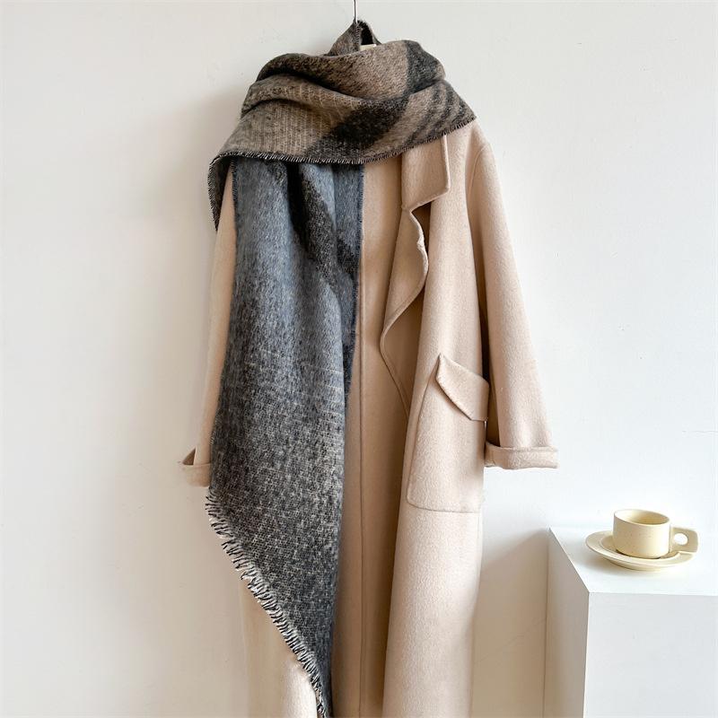 New Thickened and Elongated Winter Scarf Cashmere Feeling Shawl and Wraps Pashmina Neckerchief Bufanda Female Poncho 48Colors