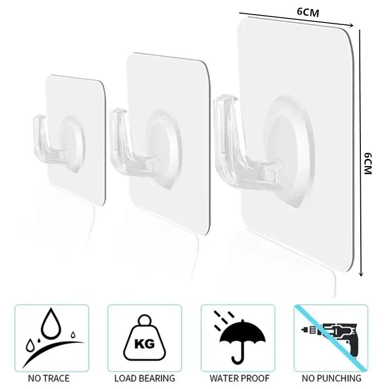 5/10/20/30/40Pcs Self-adhesive Hook Transparent Door Wall Hook Child Heavy Load Rack Kitchen Bathroom Towel Key Rack Sticky Hook