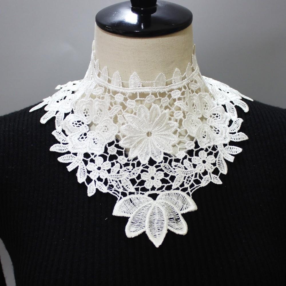 Fashion Lace Floral Fake Collar Detachable Gauzy False Collar All-match White Black Removable Collar for Women