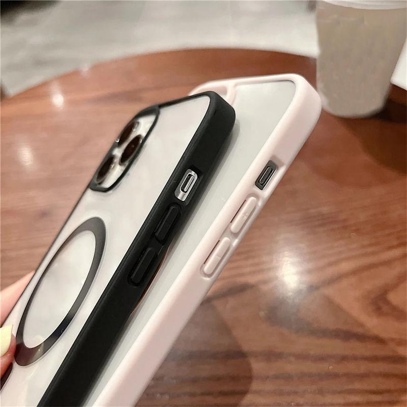 Прозрачный магнитный чехол для беспроводной зарядки Magsafe для iPhone 15 14 13 11 12 Pro Max X XR XS, силиконовый бампер, прозрачный жесткий чехол для ПК