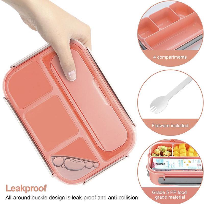 16-Piece Plastic Bento Lunch Box Set for Students with Microwave-Safe Compartments and Fruit Picks