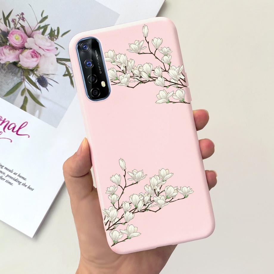 For Realme 7 4G Global Version Case Matte Liquid Silicone Bumper Shell For Realme7 RMX2155 Back Cover Lovely Cat Design Fundas