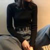 Модные облегающие вязаные топы для офисных женщин, мягкий свитер с длинными рукавами, женские 2023, осень-зима, элегантные пуловеры с высоким воротником, 28980