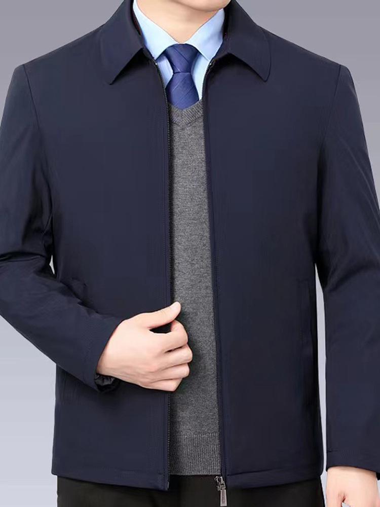 2025 Men's Executive Mid-Aged & Elderly Cotton Jacket - Warm, Thickened, Casual Spring/Autumn Wear