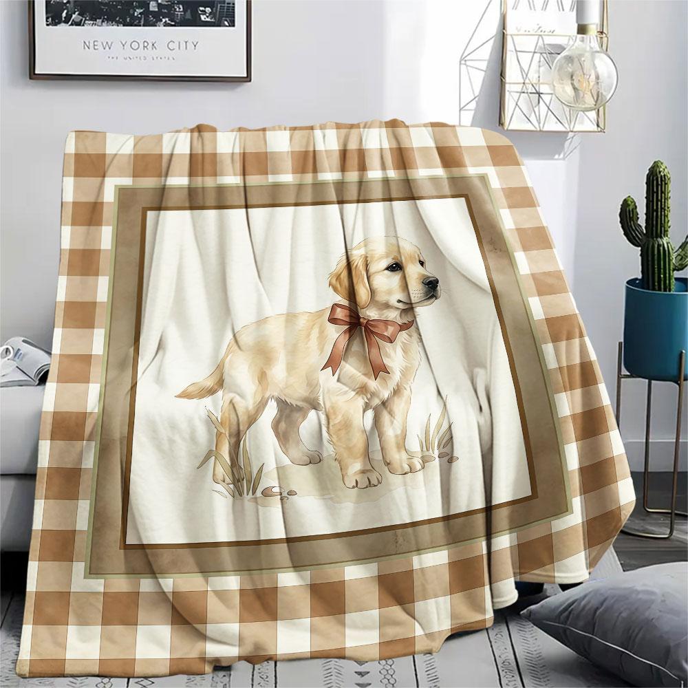 1PC Dog Letter Pattern Flannel Blanket Suitable For All Seasons for Lunch Break Warmth and Comfort Halloween Gifts Holiday Present