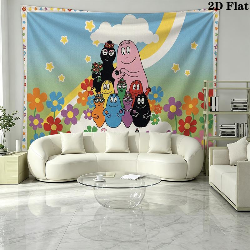 Barbapapa Wall Tapestry Aesthetic Wall Hanging Printed Fabric Blanket Decorative Tapestries for Bedroom Living Room Home Decor