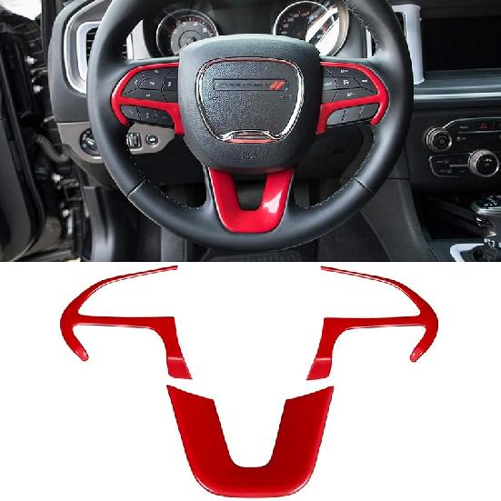 Steering Wheel Cover Trim Interior Accessories Decoration Kit for 2015-2024 Dodge Challenger Charger, for 2014-2024 Dodge Durango & Jeep Grand